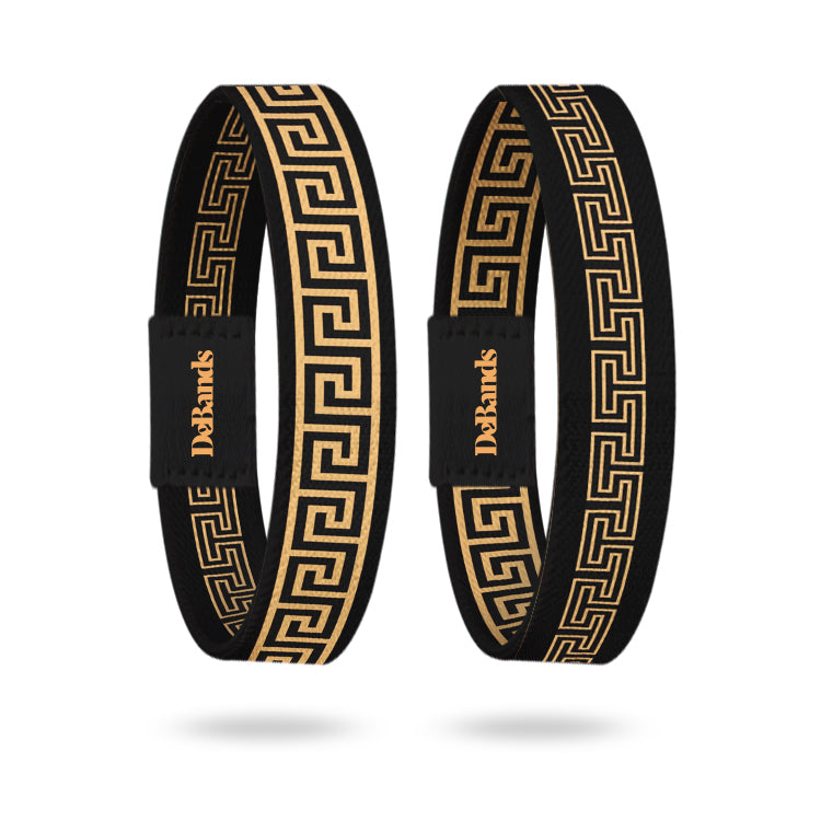 DeBands x Ancient Roman wristbands, black with gold Greek key